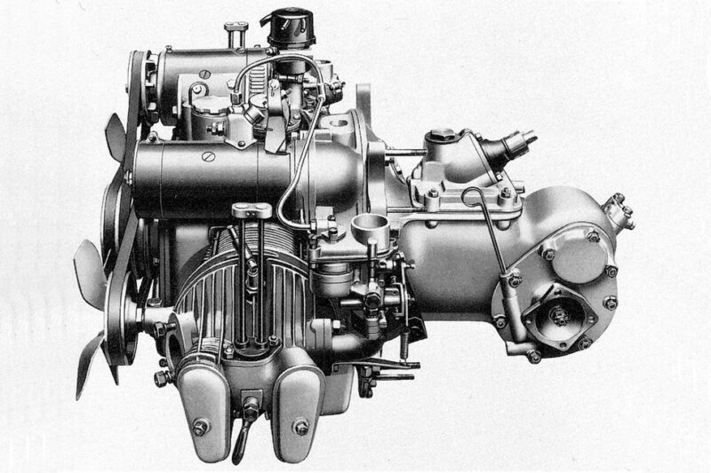 Tvåcylindrig ”opposition” i ett enda block (Panhard Flat-Twin)